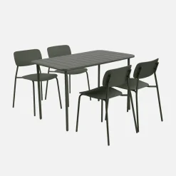 Mesa de jardín de metal con 4 sillas
