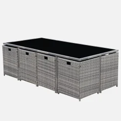Mesa de jardín de resina con capacidad de 12 plazas