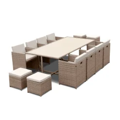 Mesa de jardín de resina con capacidad de 12 plazas