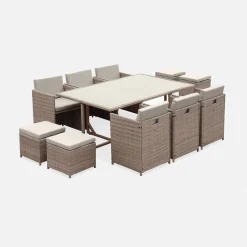Mesa de jardín de resina de 10 plazas