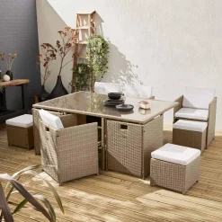 Mesa de jardín de resina de 10 plazas