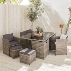 Mesa de jardín de resina de 10 plazas
