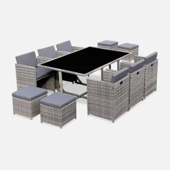 Mesa de jardín de resina de 10 plazas