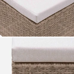 Mesa de jardín encastrable de resina trenzada 12 sillones + funda
