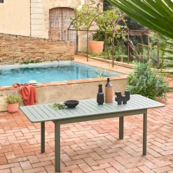 Mesa de jardín extensible de aluminio de 6 plazas
