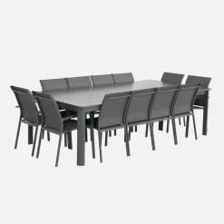 Mesa de jardín extensible de aluminio, 12 a 14 plazas