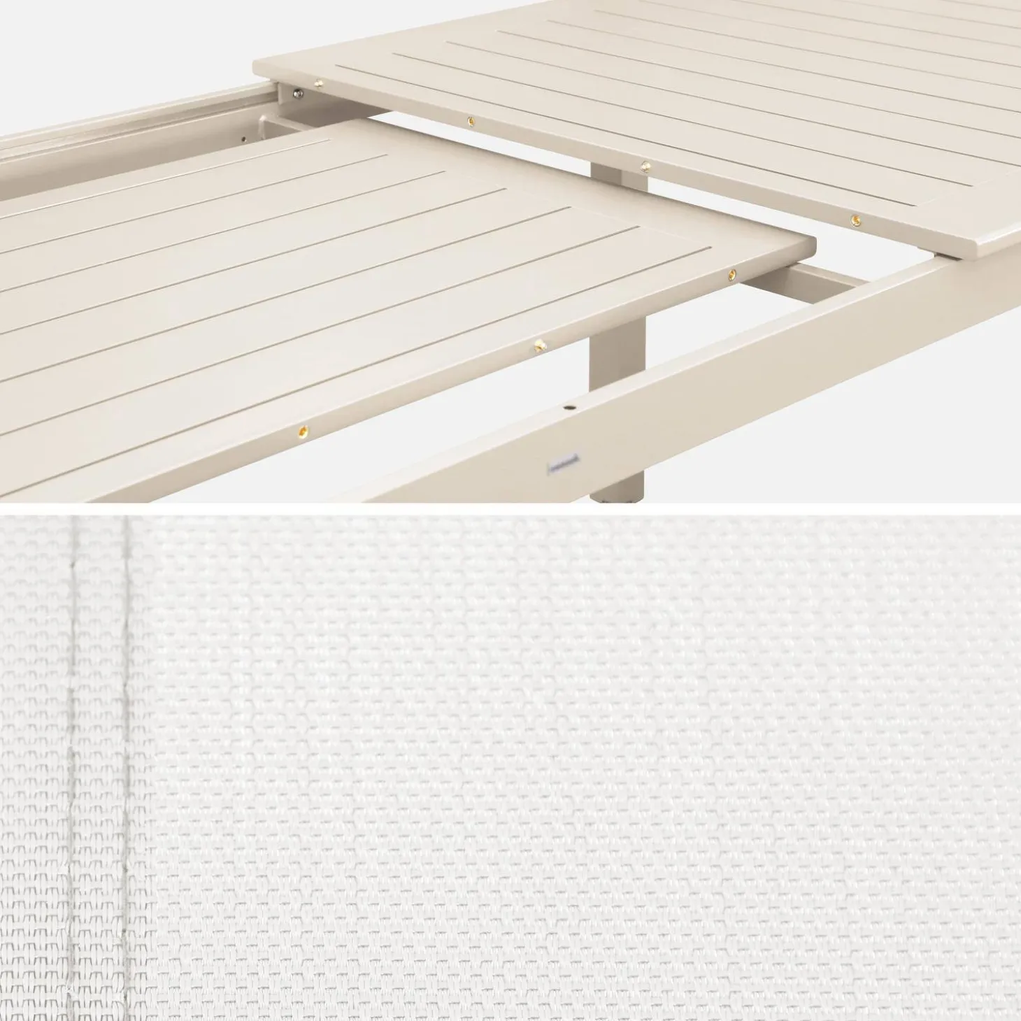 Mesa de jardín extensible de aluminio con 8 sillas