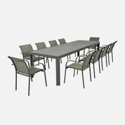 Mesa de jardín extensible de aluminio, 6-10 lugares