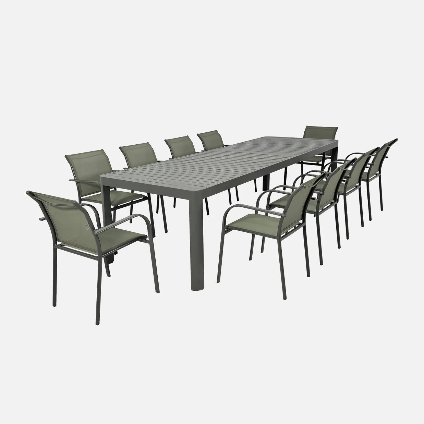 Mesa de jardín extensible de aluminio, 6-10 lugares