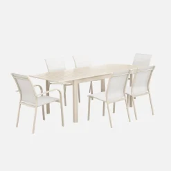 Mesa de jardín extensible de aluminio de 6 plazas