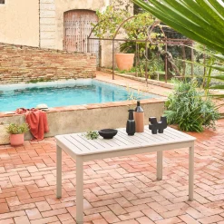 Mesa de jardín extensible de aluminio de 6 plazas