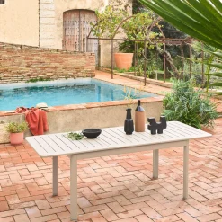 Mesa de jardín extensible de aluminio de 6 plazas