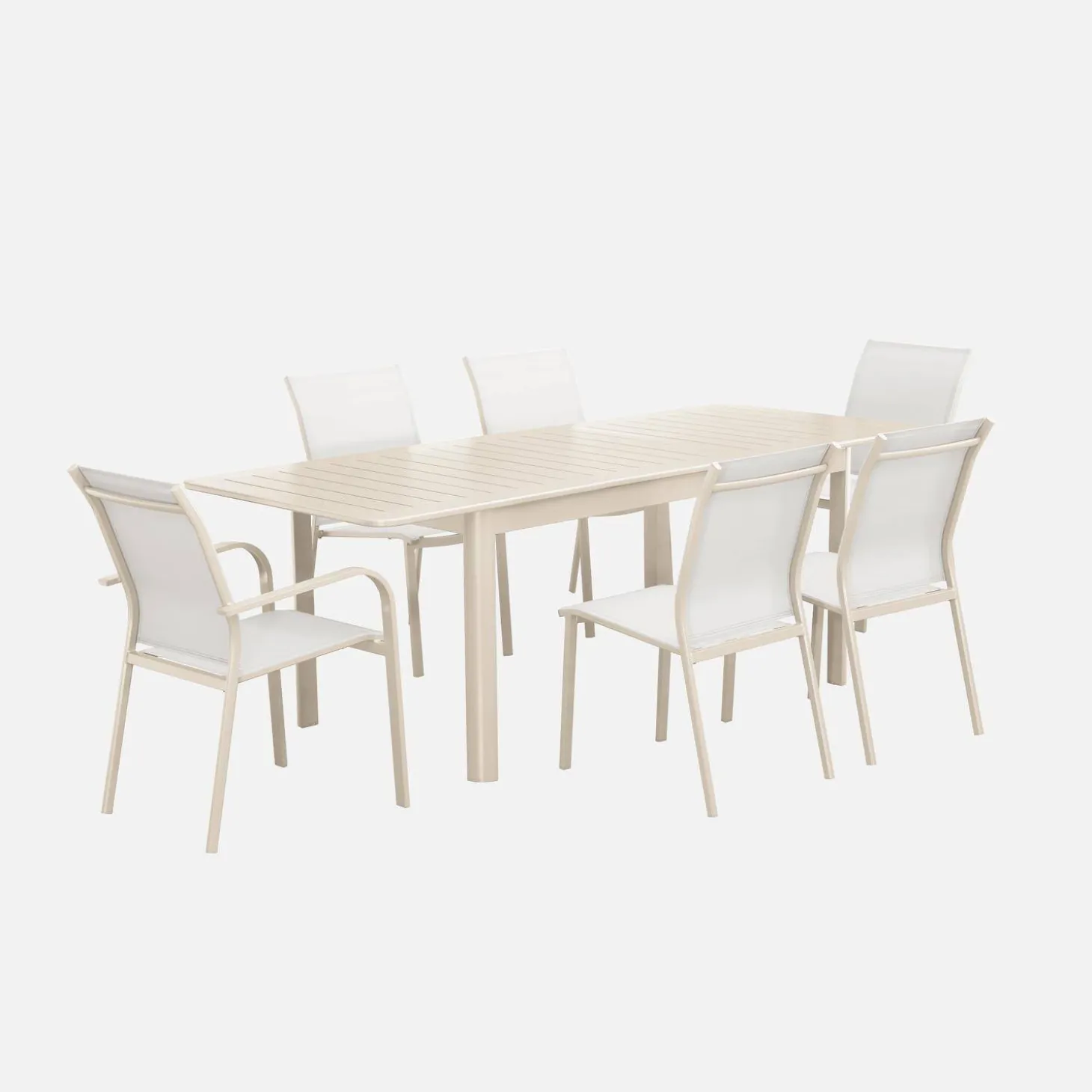 Mesa de jardín extensible de aluminio con 6 sillas