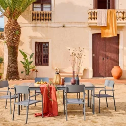 Mesa de jardín extensible de aluminio 8 sillas