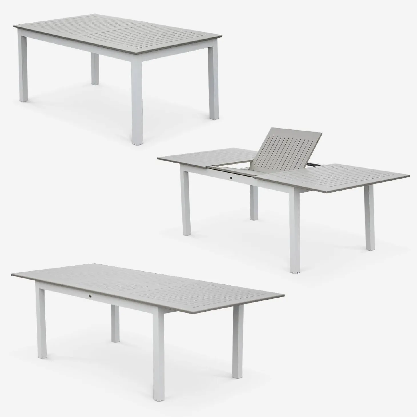 Mesa de jardín extensible de aluminio con 8 sillas