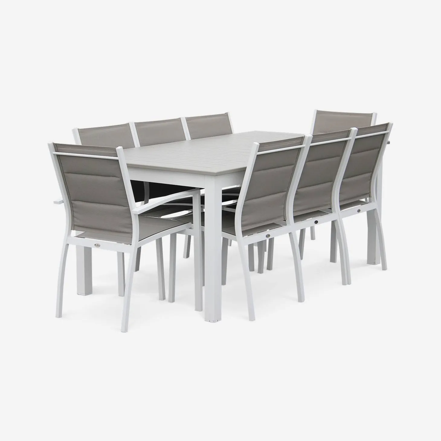 Mesa de jardín extensible de aluminio con 8 sillas
