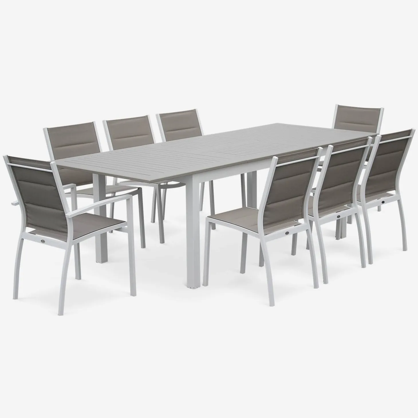 Mesa de jardín extensible de aluminio con 8 sillas