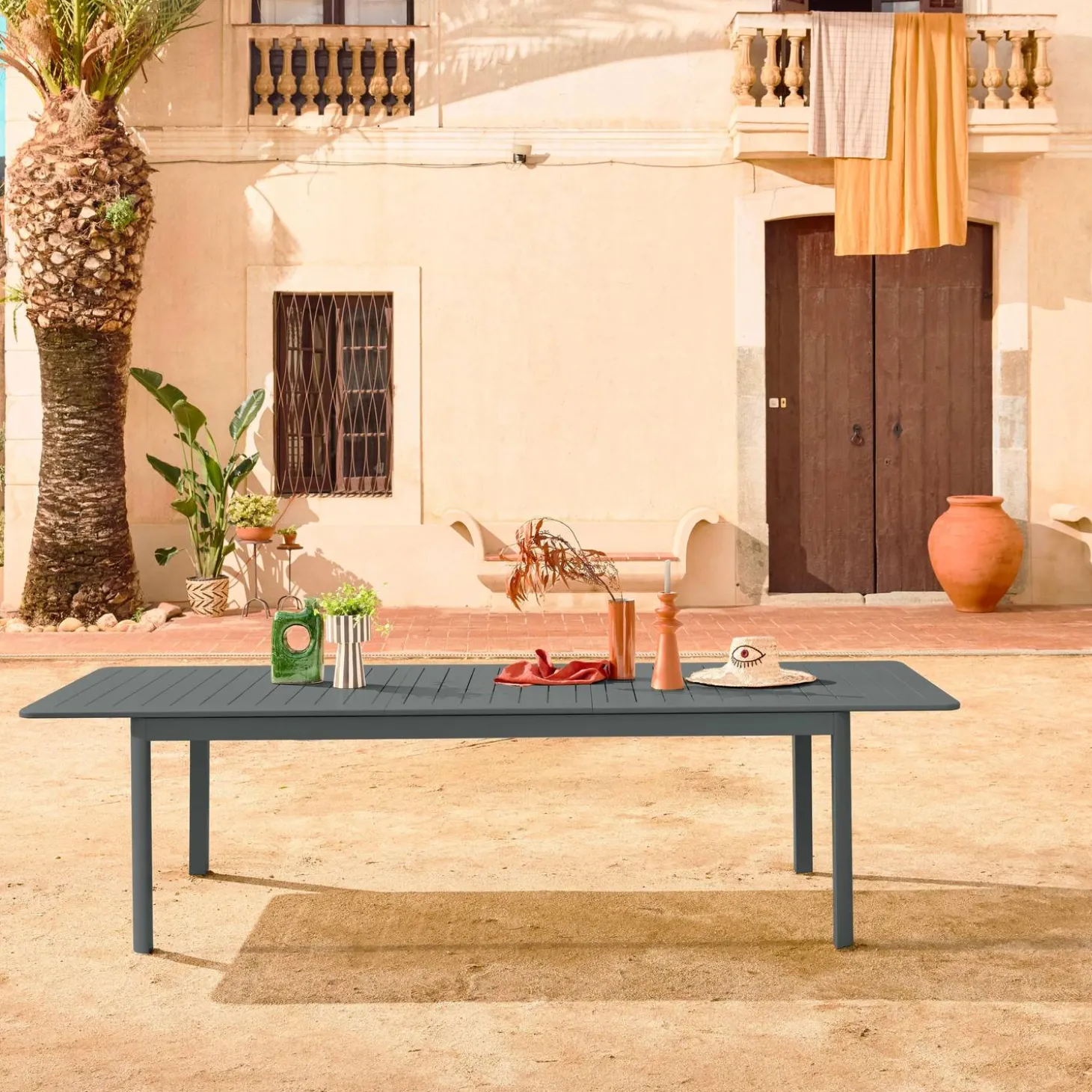 Mesa de jardín extensible de aluminio de 10 plazas