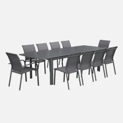 Mesa de jardín extensible de aluminio de 10 plazas