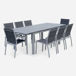 Mesa de jardín extensible de aluminio de 8 plazas