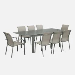 Mesa de jardín extensible de aluminio de 8 plazas