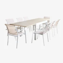 Mesa de jardín extensible de aluminio, 8 plazas