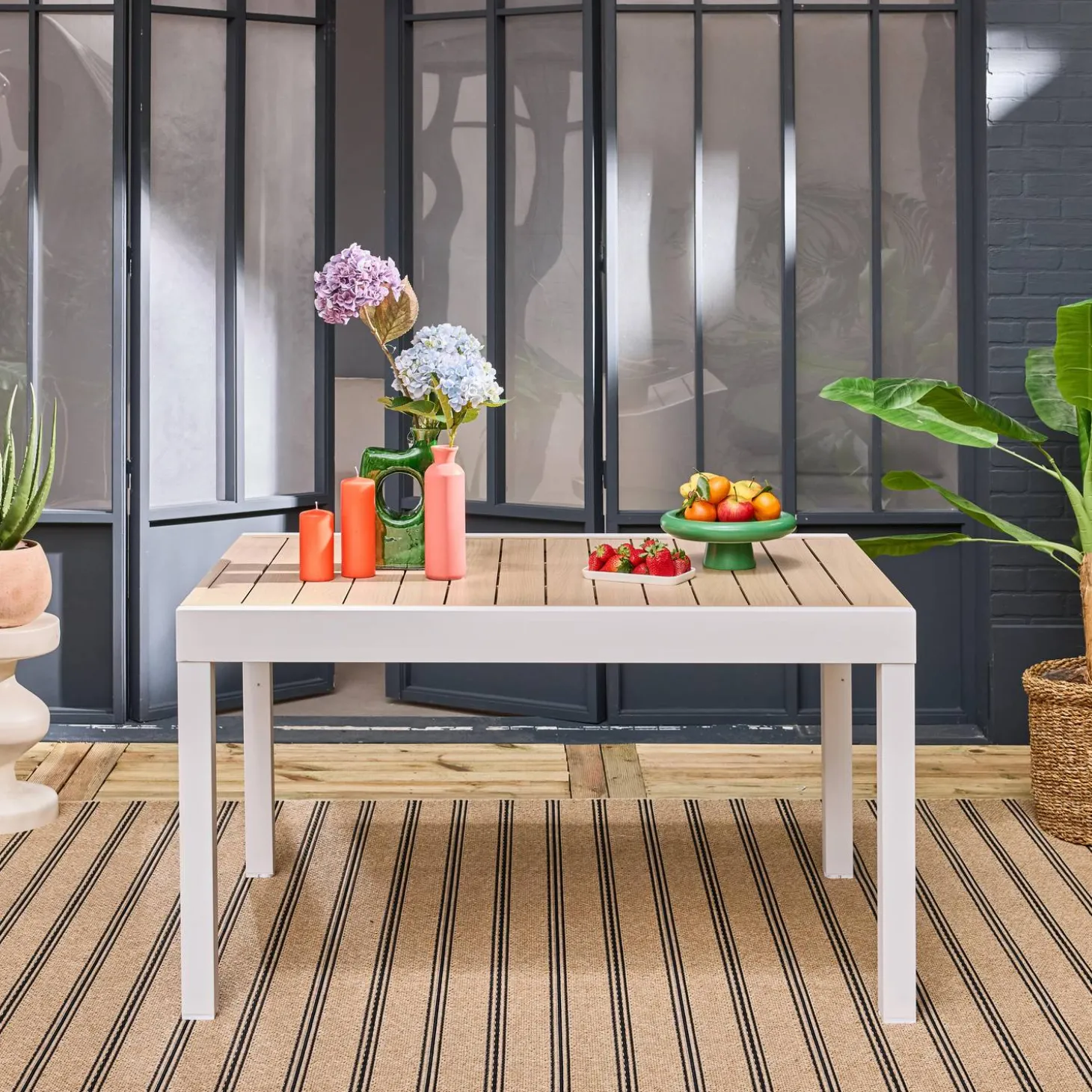 Mesa de jardín extensible de aluminio, 8 plazas