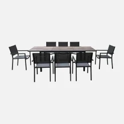 Mesa de jardín extensible de aluminio 160/240cm + 8 sillas