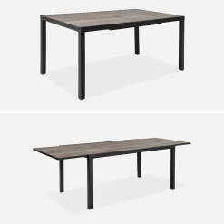Mesa de jardín extensible de aluminio 160/240cm + 8 sillas