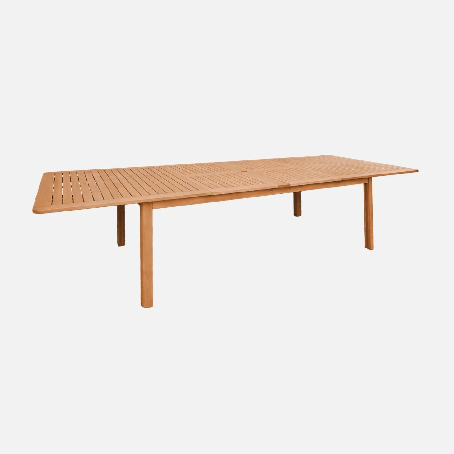 Mesa de jardín extensible de madera de eucalipto, 6-12 plazas