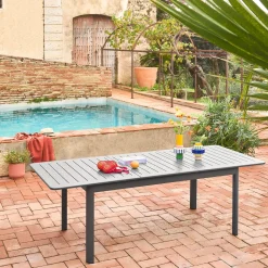 Mesa de jardín extensible de aluminio de 8 plazas