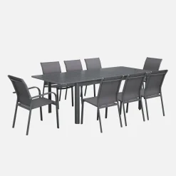 Mesa de jardín extensible de aluminio de 8 plazas