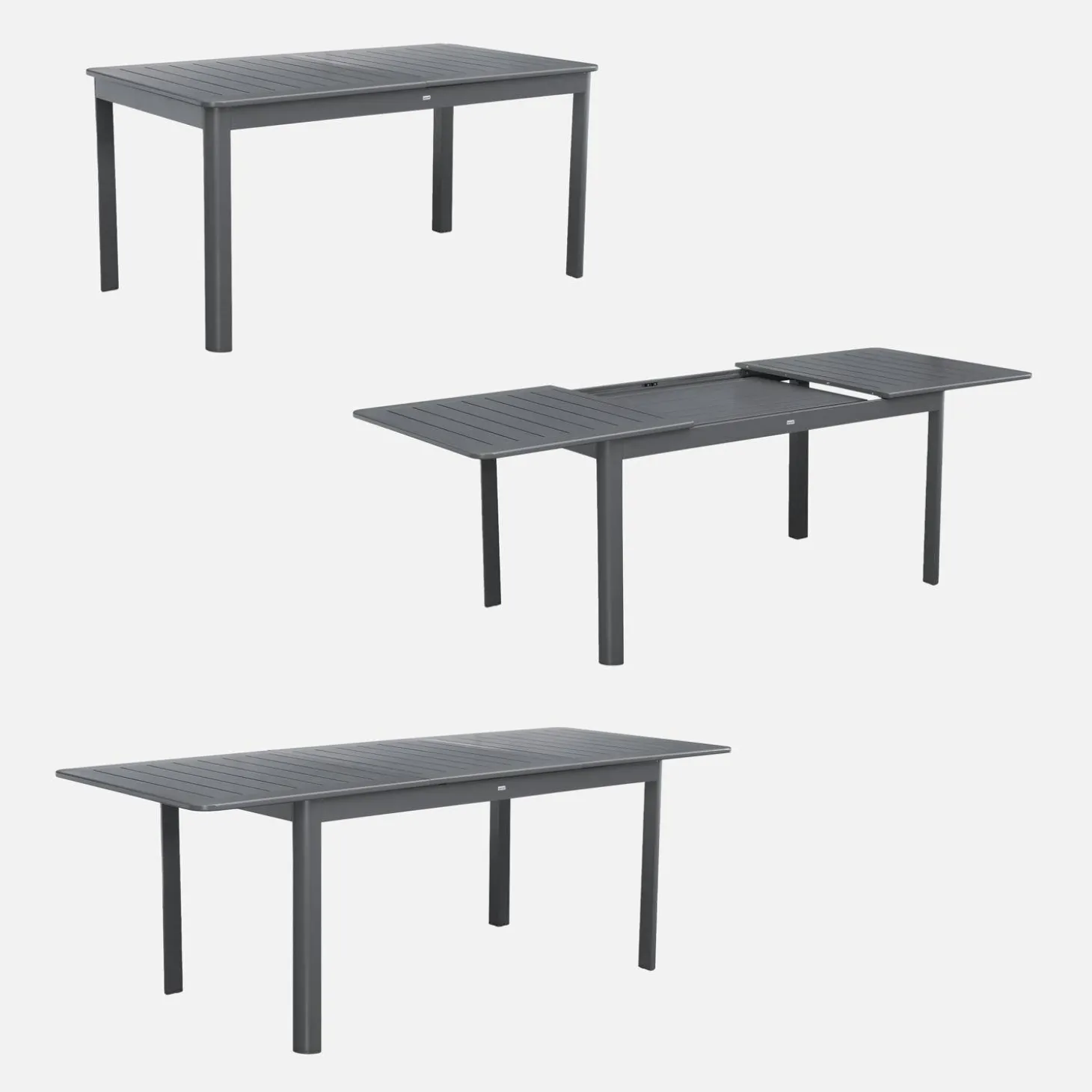 Mesa de jardín extensible de aluminio de 6 plazas