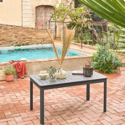 Mesa de jardín extensible de aluminio de 6 plazas