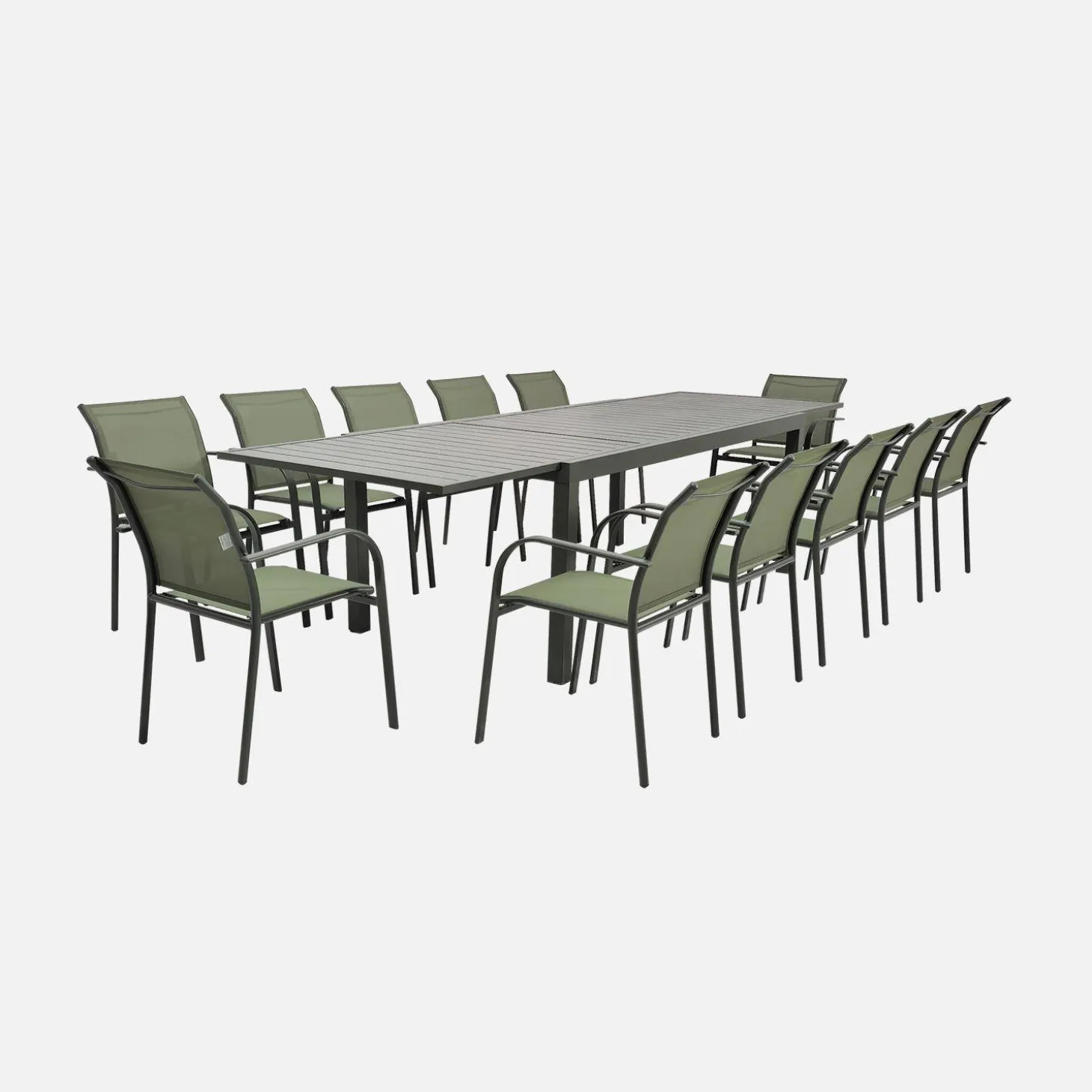 Mesa de jardín extensible de aluminio, 12 plazas