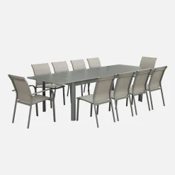 Mesa de jardín extensible de aluminio de 10 plazas
