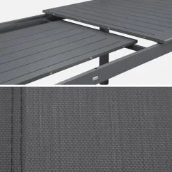 Mesa de jardín extensible de aluminio con 8 sillas
