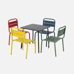 Mesa de jardín infantil con 4 asientos multicolor