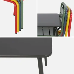 Mesa de jardín infantil con 4 asientos multicolor
