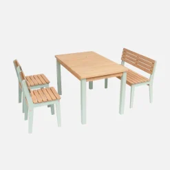 Mesa de jardín infantil de madera de acacia con 4 sillas