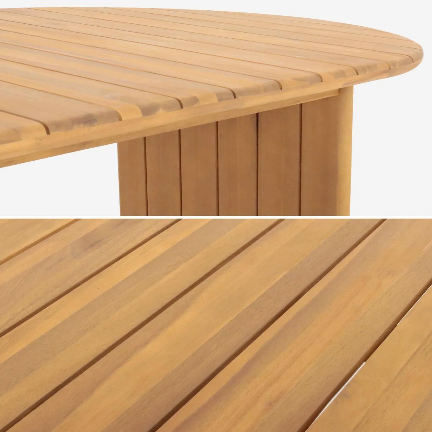 Mesa de jardín ovalada de madera de acacia, 6 plazas