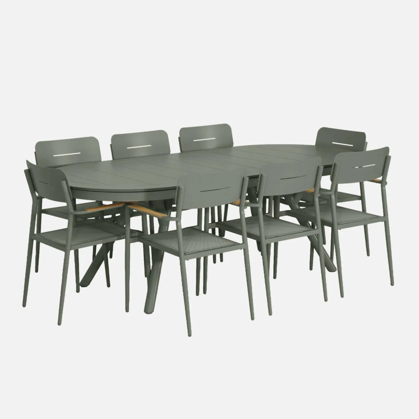 Mesa de jardín ovalada extensible de aluminio, 10 plazas