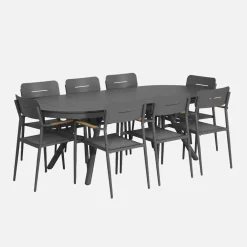 Mesa de jardín ovalada extensible de aluminio, 10 plazas
