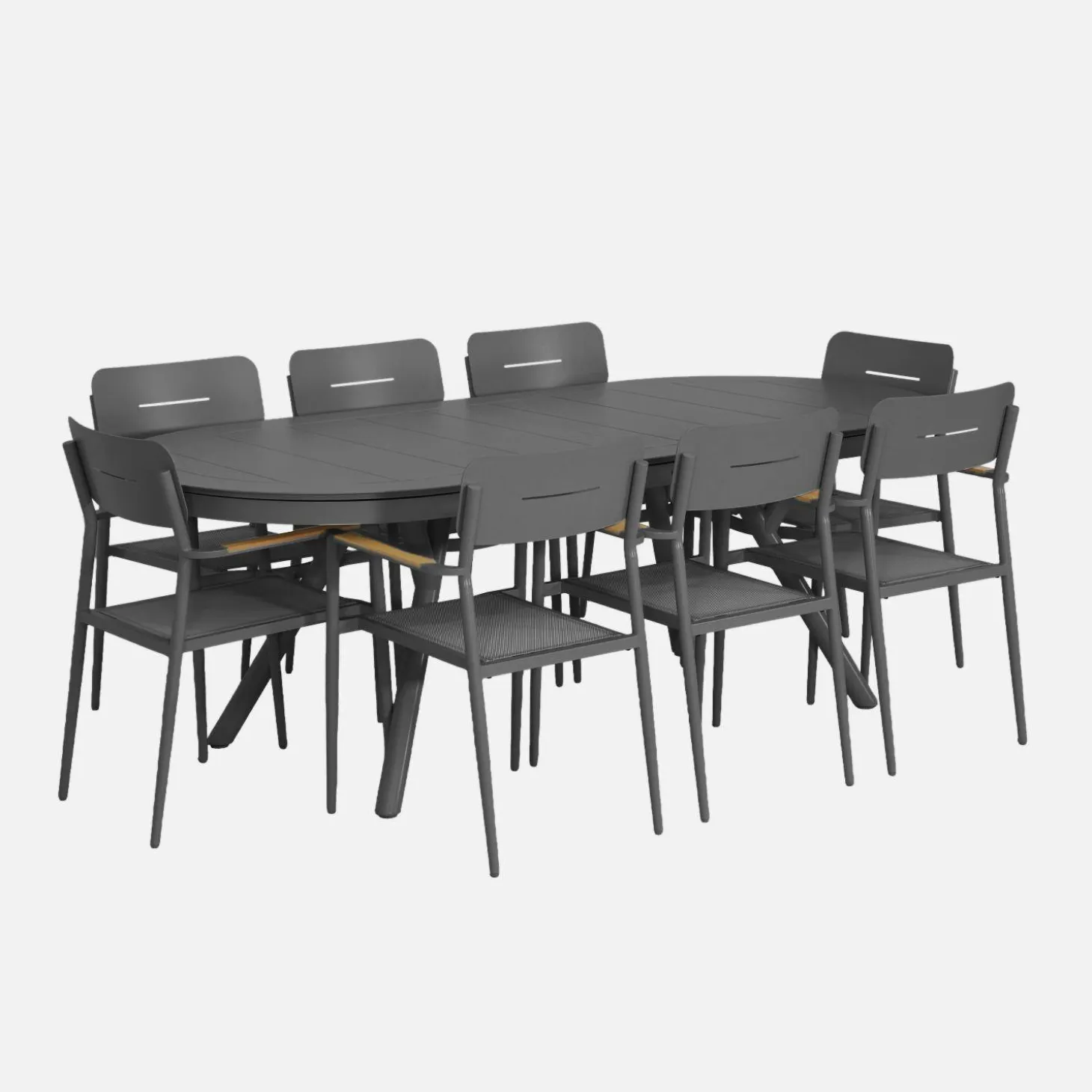 Mesa de jardín ovalada extensible de aluminio, 10 plazas