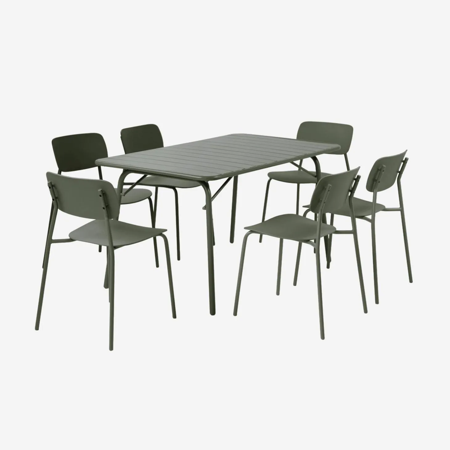 Mesa de jardín plegable de metal con 6 sillas