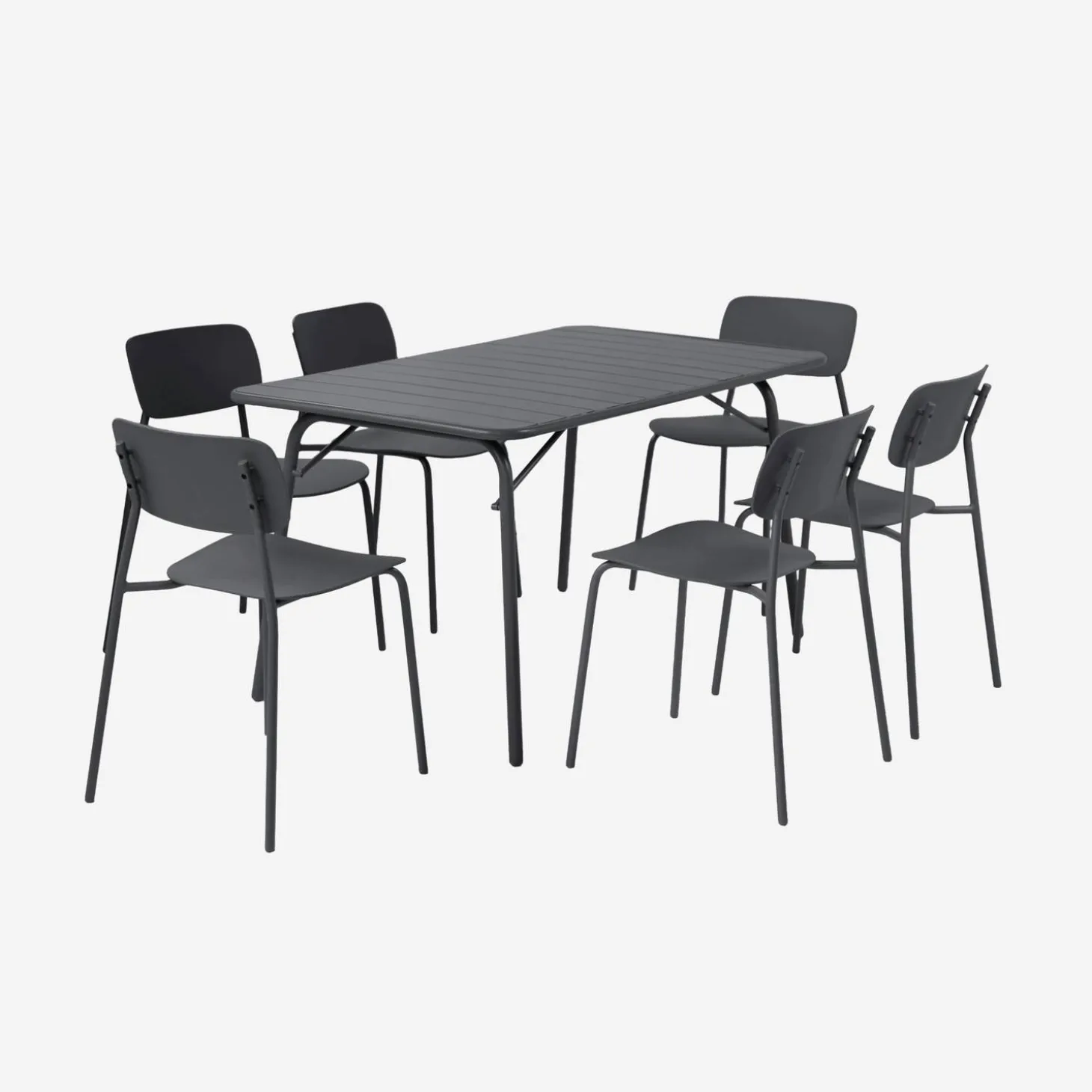 Mesa de jardín plegable de metal con 6 sillas