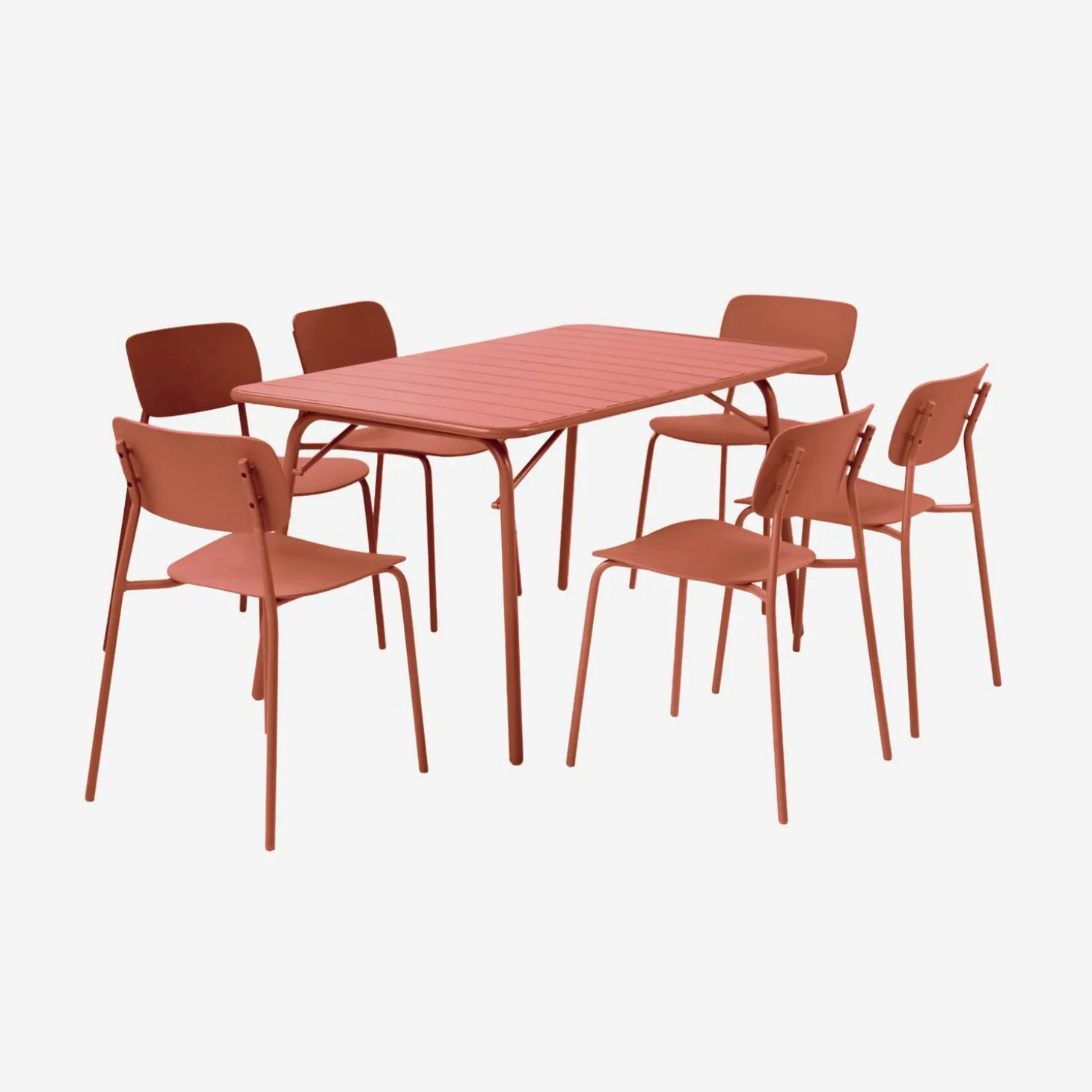 Mesa de jardín plegable de metal con 6 sillas