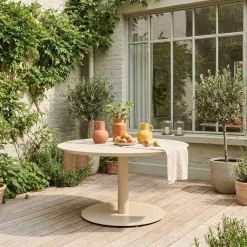 Mesa de jardín redonda de aluminio, 6 plazas