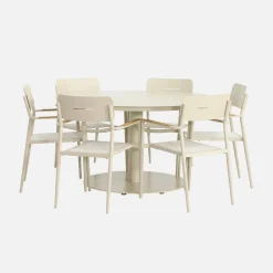 Mesa de jardín redonda de aluminio con 6 sillas