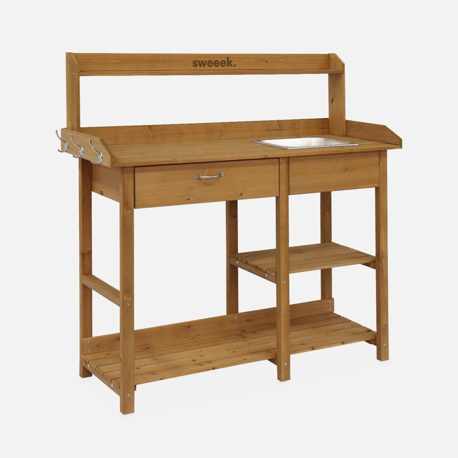 Mesa de madera para macetas